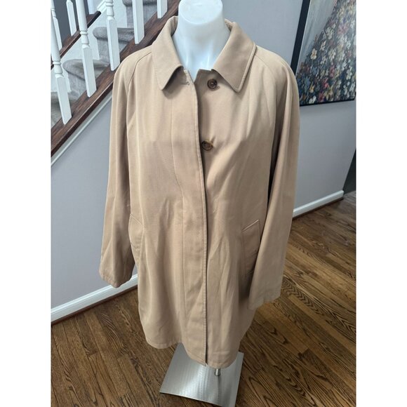 BURBERRY London Classic Laine Wool Trench Coat Camel Hair Zip Out Lining Size 16 - Picture 1 of 6